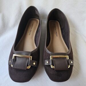 Christian Siriano Cushioned ballet flats 7.5 Cocoa brown suede leatherette